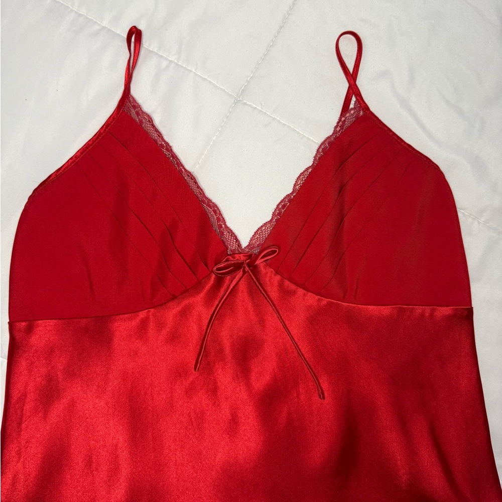 Red Satin lingerie Slip Dress 3xl (L) Coquette Lace y2k